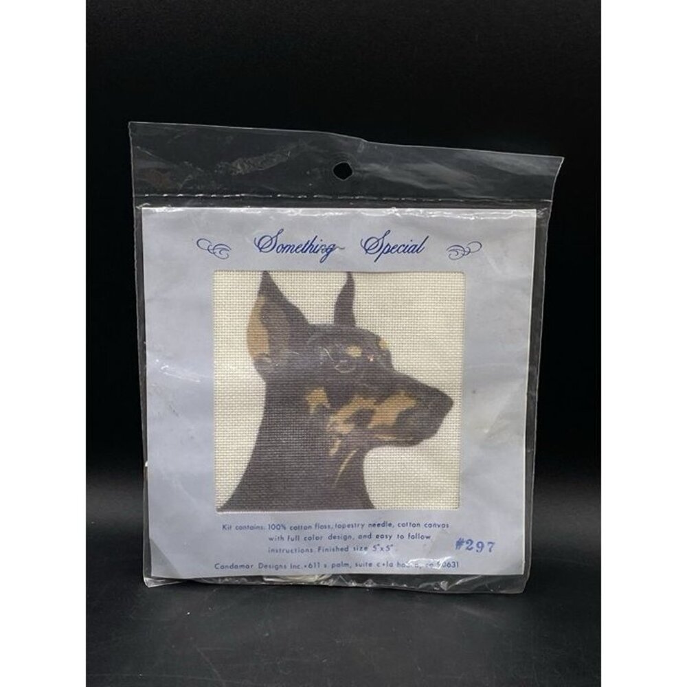 Candamar Designs Doberman Dog Portrait Cross Stitch # 297 Kit Floss